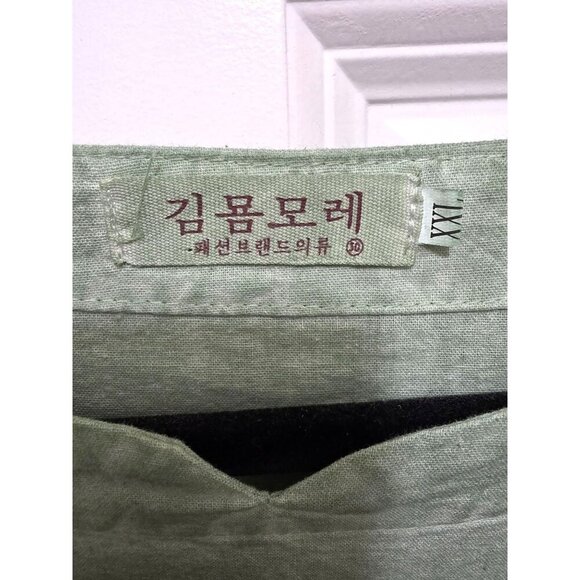 Green Graphic Print Short Sleeve Linen -Shirt XX-Large - Picture 6 of 6